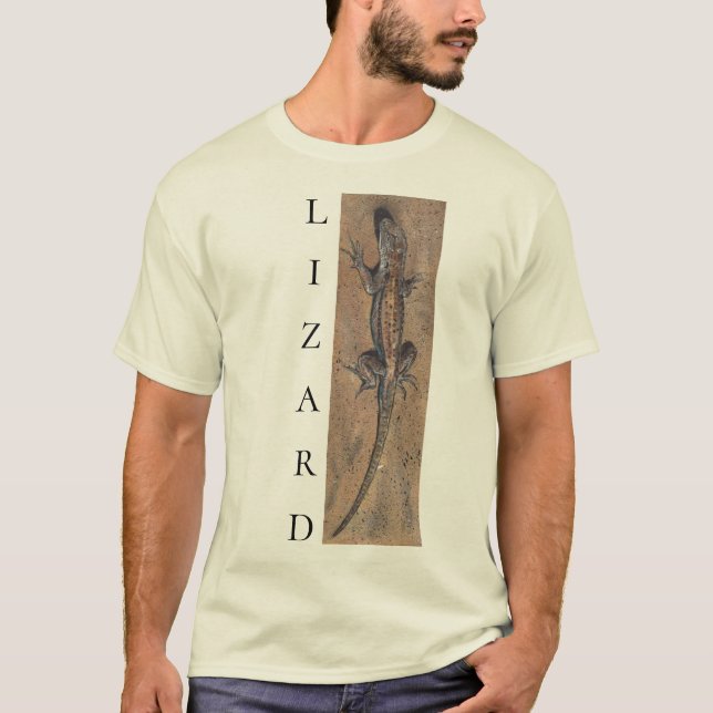 Camiseta Lizard Sand Tan Southwest Animal Vertical Design (Frente)
