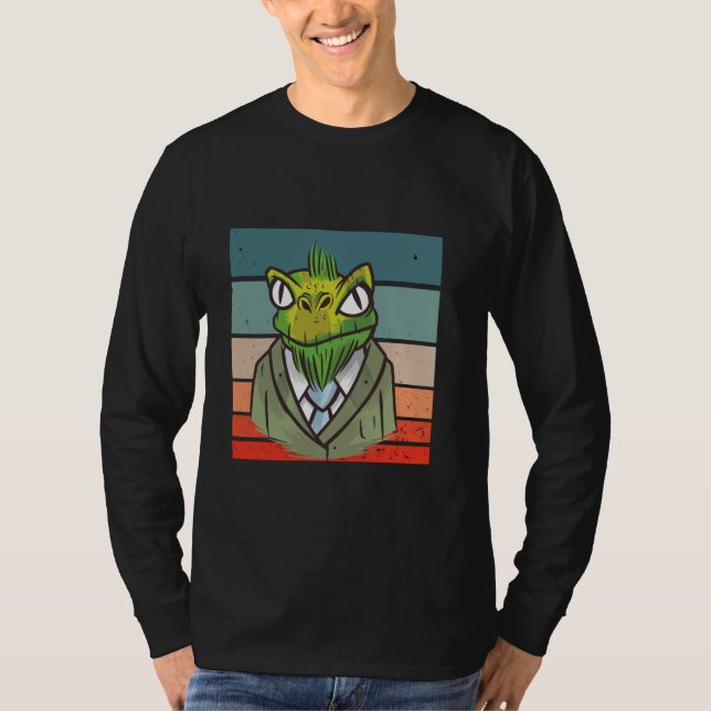 Camiseta Lizard suit formal cartoon retro, earthy tones Rep (Frente)