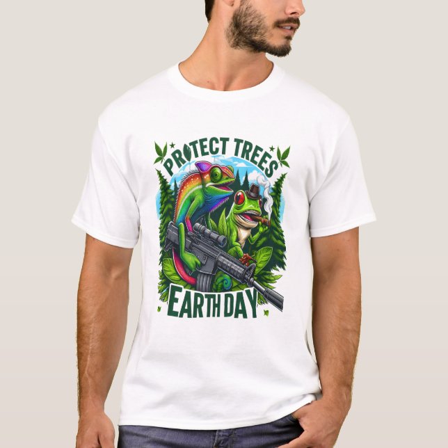 Camiseta Lizard Warrior salva as árvores (Frente)