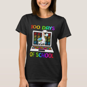 Camiseta Llama 100 Dias De Escola Aprendizado Virtual Onlin