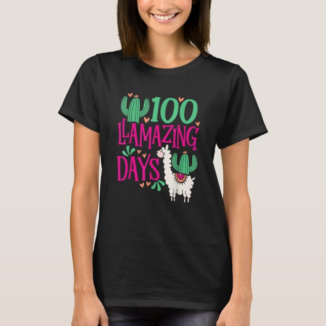 Camiseta Llama 100 Llamazing Days Of School Cute Girls And  (Frente)