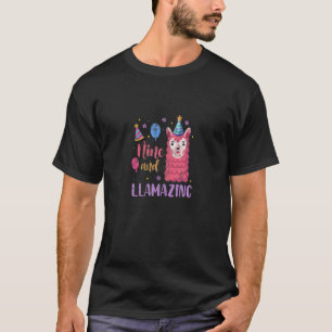 Camiseta Llama 9º Aniversário, Nove E Luz, De 9 Anos