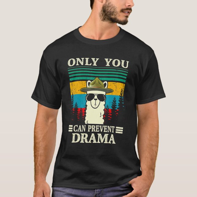 Camiseta Llama acampando Só Você Pode Impedir Que Homens De (Frente)