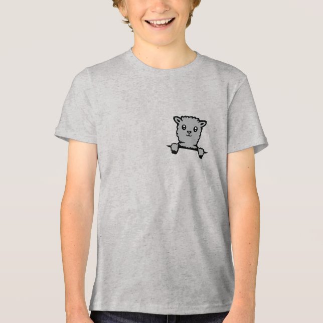 Camiseta Llama Alpaca Cute Fluffy Animal Peeking Over Edge (Frente)