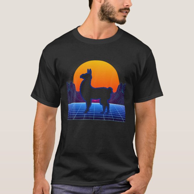 Camiseta Llama Alpaca Retrowave (Frente)