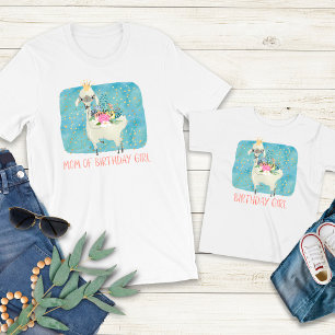 Camiseta Llama Amor Aquarela Mãe Querida da Menina de Anive