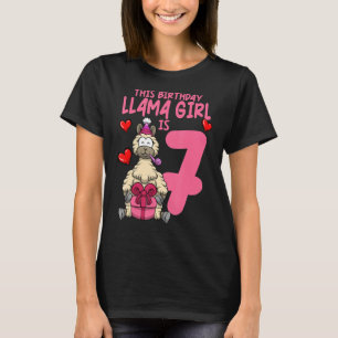 Camiseta Llama Aniversário Para Raparigas 7 Alpaca