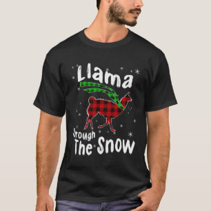 Camiseta Llama Através Do Natal Da Xadrez De Neve