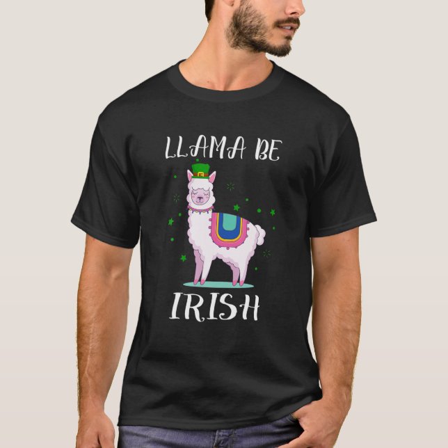 Camiseta Llama Be Irish - Clover Leaf Lama Goblin Rua Patri (Frente)