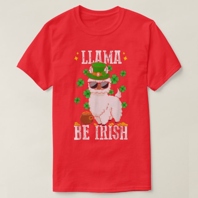 Camiseta LLAMA BE IRISH Shamrock Kids Mulheres Teerão Ruas  (Frente do Design)