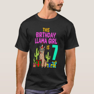 Camiseta Llama Birthday 7 Festa de aniversário Girl Alpaca