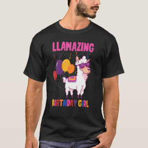 Camiseta Llama Birthday Girl Alpaca Bday Party Balloons Ani