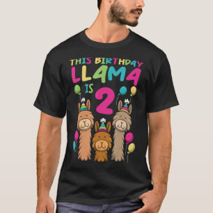 Camiseta Llama Birthday Para Festa segundo aniversário De M