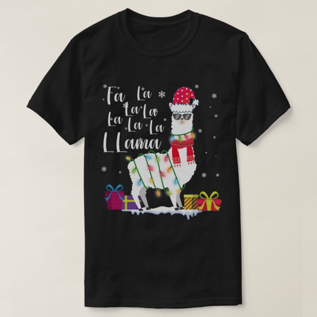 Camiseta Llama blusa de natal Fa La Lama Funny x mas (Frente do Design)