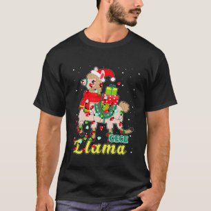 Camiseta Llama Cece Usa Chapéu de Papai Noel Roupa de Pijam
