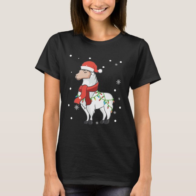 Camiseta Llama Christmas Lights Sturdy Animals  Alpaca Xmas (Frente)