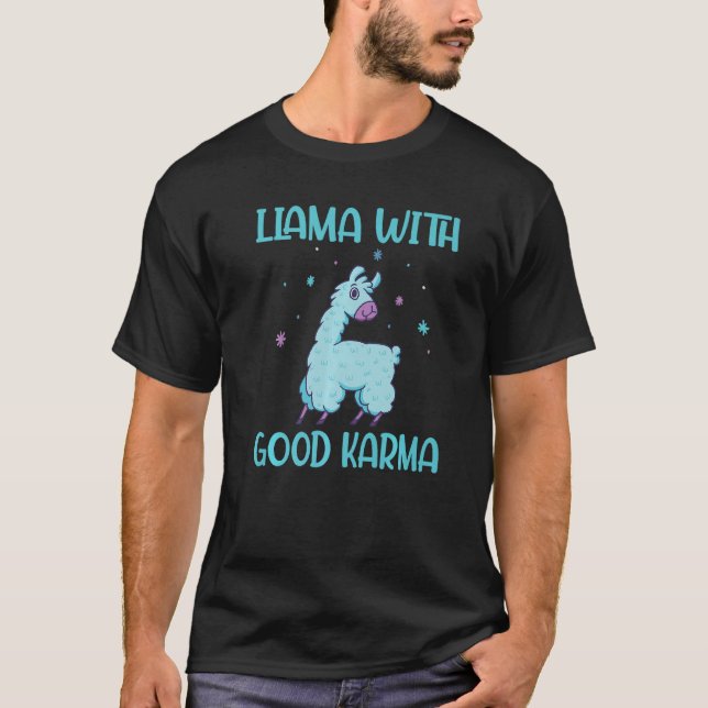 Camiseta Llama com boa Karma Alpaca Llama (Frente)