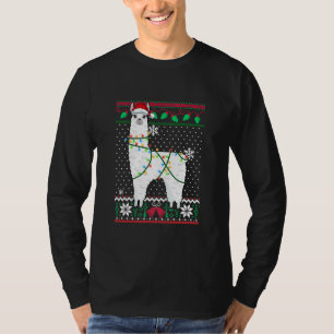 Camiseta Llama Com Luzes De Natal Feias