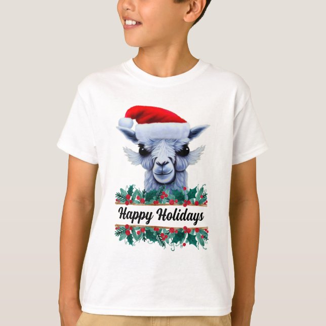 Camiseta Llama Com Papai Noel Com Texto (Frente)