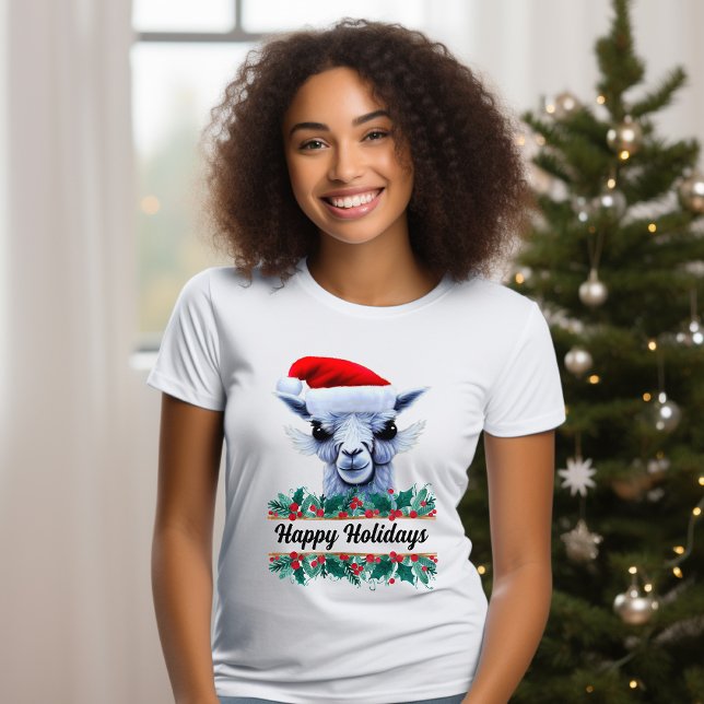 Camiseta Llama Com Papai Noel E Texto (Criador carregado)