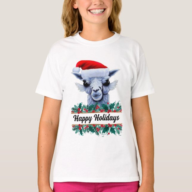 Camiseta Llama Com Papai Noel E Texto (Frente)