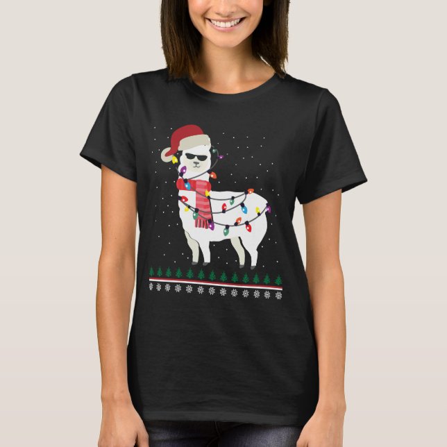 Camiseta Llama com vidro solar e Natal (Frente)