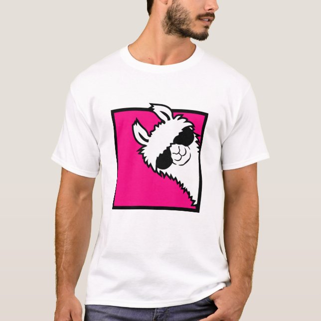Camiseta Llama Cool Peeking Sunglasses Furry Alpaca Fun (Frente)