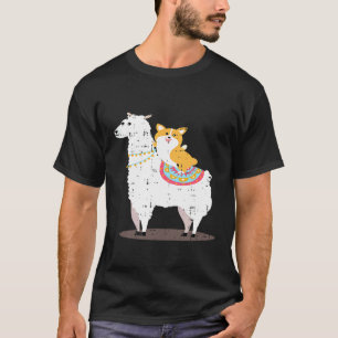 Camiseta Llama Corgi Roupa de Ideia de Aniversário Legal Fo
