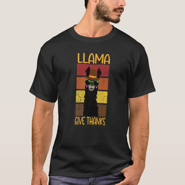 Camiseta Llama dá Obrigados sorrindo Lama Retrait Sunset (Frente)