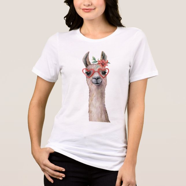 Camiseta Llama de Cores Aquáticas (Frente)