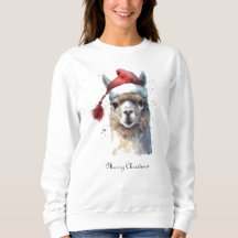 Llama de Natal com Chapéu de Papai Noel e Texto Pe