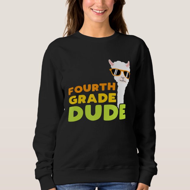 Camiseta Llama de volta à escola do 4º ano (Frente)
