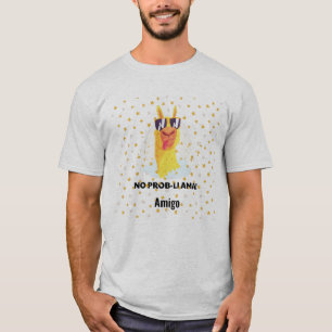 Camiseta Llama Divertido Fofo Sem Problemas com Estrelas 