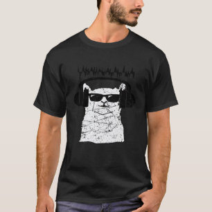 Camiseta Llama divertido headset fones de ouvido músico Pre