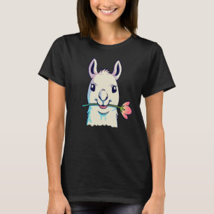 Camiseta Llama E Flor Alpaca Lhamas Crianças Mulheres