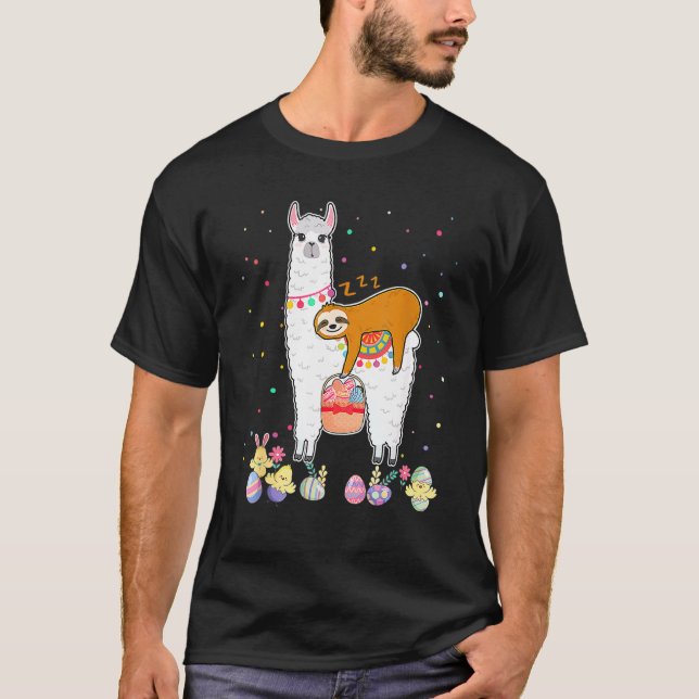 Camiseta Llama Eggspert, Caça De Ovos De Páscoa (Frente)
