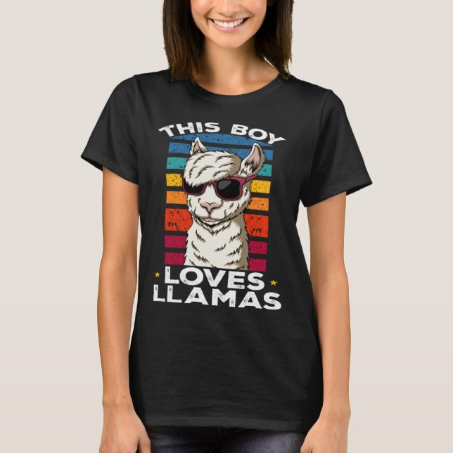 Camiseta Llama Farm Animals This Boy loves Llamas (Frente)