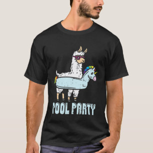 Camiseta Llama Festa na Piscina  Nadador de Aniversário de 