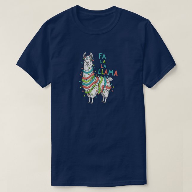 Camiseta Llama Festivo com Luzes de Natal (Frente do Design)