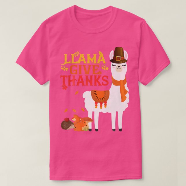 Camiseta Llama Give Thanks Funny Llama Pilgrim thanksgiving (Frente do Design)