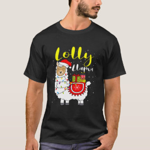 Camiseta Llama Lolly Lights Santa Hat Xmas Pajama Matando