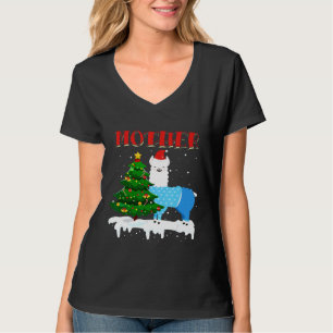 Camiseta llama Mãe Chapéu de Papai Noel Xmas Pijama Família