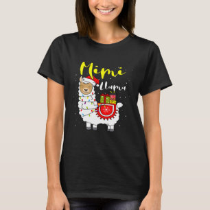 Camiseta Llama Mimi Lights Santa Hat Xmas Pajama Matando F