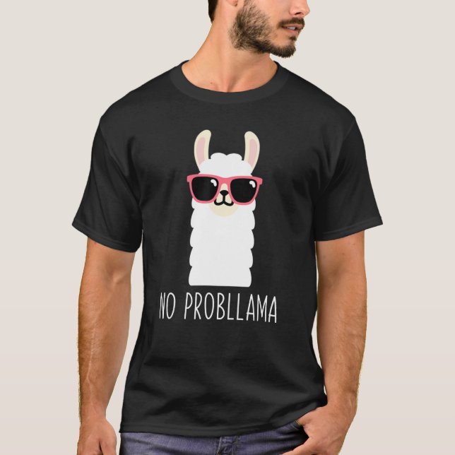 Camiseta Llama No Probllama Llama Animal Pun (Frente)
