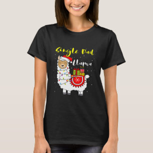 Camiseta Llama Pai Solteiro Luzes Santa Xmas Pijama Combina