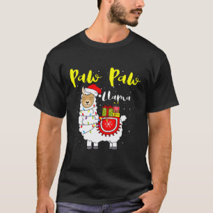 Camiseta Llama Paw Paw Luzes Chapéu de Papai Noel Xmas Pija
