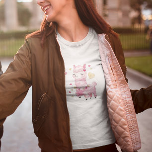 Camiseta Llama Rosa Aquarela