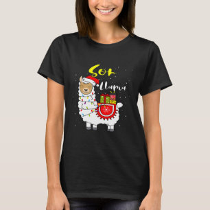 Camiseta Llama Son Lights Santa Hat Xmas Pajama Matando Fa