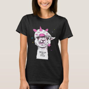 Camiseta Llama Unicórnio Chapéu Sonho Tornar-se Verdade Hip
