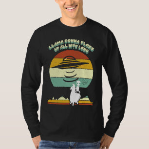 Camiseta Llama Vai Flossar a Noite Toda Engraçado Alien UFO